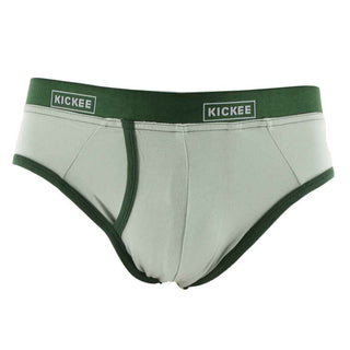 KicKee Pants Mens Solid Brief Underwear- Aloe with Topiary