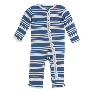 KicKee Pants Muffin Ruffle Coverall with Zipper - Fishing Stripe