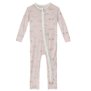 Bamboo Muffin Ruffle Coverall with Zipper - Macaroon Dim Sum KicKee Pants