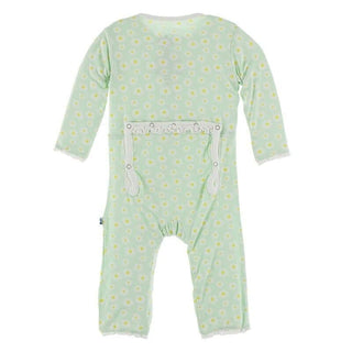 Bamboo Muffin Ruffle Coverall with Zipper - Pistachio Chamomile KicKee Pants