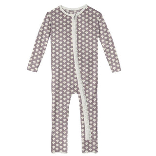 Bamboo Muffin Ruffle Coverall with Zipper - Quail Button Mushrooms KicKee Pants