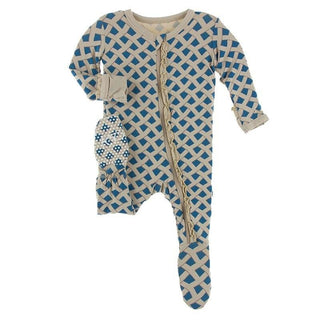 Bamboo Muffin Ruffle Footie with Zipper - Blueberry Pie Baby & Toddler Sleepwear