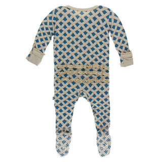 Bamboo Muffin Ruffle Footie with Zipper - Blueberry Pie Baby & Toddler Sleepwear