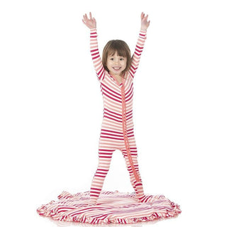 Muffin Ruffle Footie with Zipper - Forest Fruit Stripe KicKee Pants