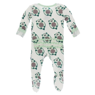 Bamboo Muffin Ruffle Footie with Zipper - Natural Ottercado KicKee Pants