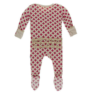 KicKee Pants Muffin Ruffle Footie with Zipper - Summer Berry Pie