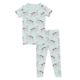 Kickee Pants Short Sleeve Pajama Set - Fresh Air Bird Branch | Baby Riddle