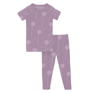 Kickee Pants Short Sleeve Pajama Set - Lavender Dandelion Wish | Baby Riddle