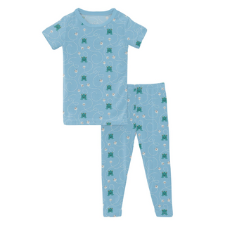 Kickee Pants Short Sleeve Pajama Set - Seaside Blue Frogs & Flies | Baby Riddle