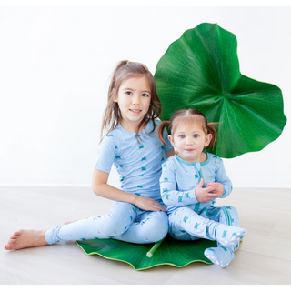 Kickee Pants Short Sleeve Pajama Set - Seaside Blue Frogs & Flies | Baby Riddle