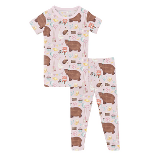 Kickee Pants Short Sleeve Pajama Set - Shrinking Violet Forest Party | Baby Riddle