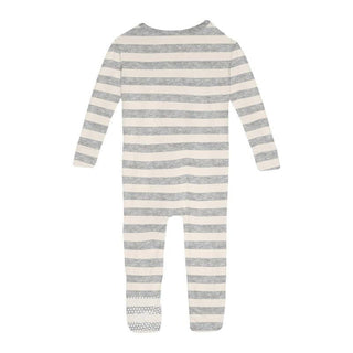 Print Bamboo Convertible Sleeper with Zipper - Heathered Mist Sweet Stripe Baby & Toddler Sleepwear