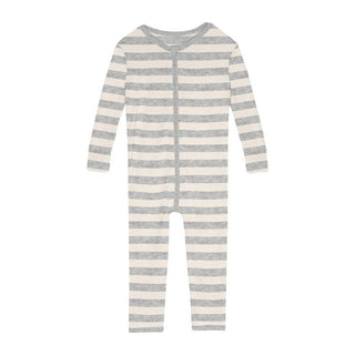 Print Bamboo Convertible Sleeper with Zipper - Heathered Mist Sweet Stripe Baby & Toddler Sleepwear