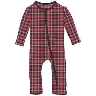 Print Bamboo Coverall with 2-Way Zipper - 90's Plaid Baby & Toddler Sleepwear