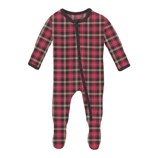 Print Bamboo Footie with 2-Way Zipper - 90's Plaid Baby & Toddler Sleepwear