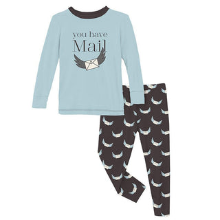 KicKee Pants Print Bamboo Long Sleeve Graphic Tee Pajama Set - Midnight Email | Stylish Sleepies offer designs that make bedtime beautiful.