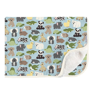 KicKee Pants Print Bamboo Sherpa-Lined Throw Blanket - Spring Sky Too Many Stuffies