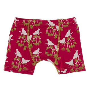 KicKee Pants Print Boys Boxer Brief - Crimson Kissing Birds