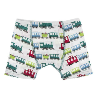 KicKee Pants Print Boys Boxer Brief - Natural Toy Train