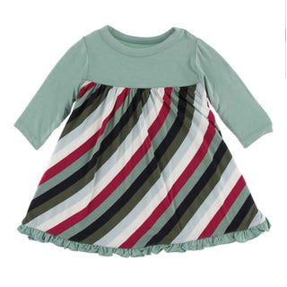 Print Bamboo Classic Long Sleeve Swing Dress - Christmas Multi Stripe Baby & Toddler Dresses