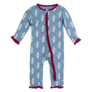 Bamboo Classic Ruffle Coverall with Zipper - Blue Moon Ice Skater Baby & Toddler Sleepwear