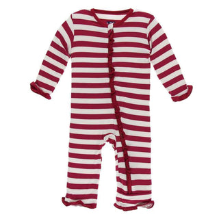 Print Bamboo Classic Ruffle Coverall with Zipper - Candy Cane Stripe 2019 Baby & Toddler Sleepwear