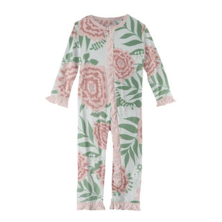 Print Bamboo Classic Ruffle Coverall with Zipper - Fresh Air Florist KicKee Pants