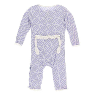 Print Bamboo Classic Ruffle Coverall with Zipper - Lilac Double Helix KicKee Pants