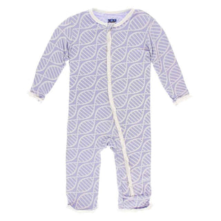 Print Bamboo Classic Ruffle Coverall with Zipper - Lilac Double Helix KicKee Pants