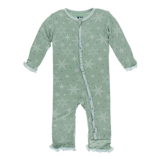 Print Bamboo Classic Ruffle Coverall with Zipper - Shore Snowflakes Baby & Toddler Sleepwear