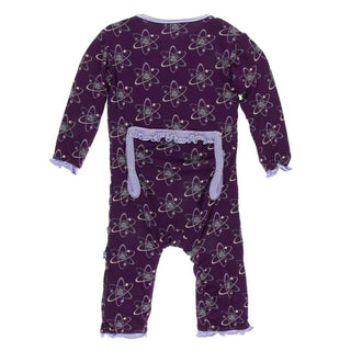 Print Bamboo Classic Ruffle Coverall with Zipper - Wine Grapes Atoms KicKee Pants