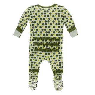 KicKee Pants Print Classic Ruffle Footie with Snaps - Aloe Tomatoes