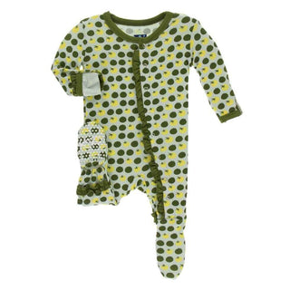 Print Bamboo Classic Ruffle Footie with Snaps - Aloe Tomatoes Baby & Toddler Sleepwear