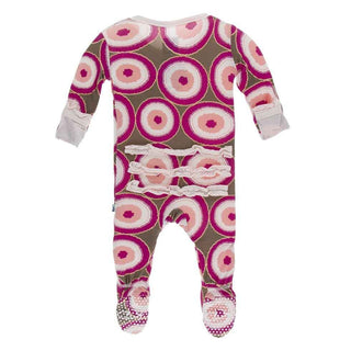 Print Bamboo Classic Ruffle Footie with Snaps - Falcon Agate Slices Baby & Toddler Sleepwear