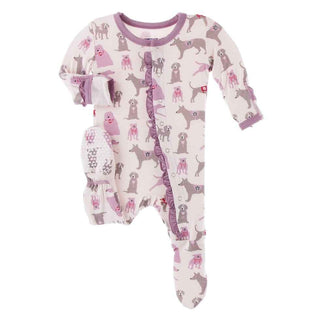 Print Bamboo Classic Ruffle Footie with Snaps - Macaroon Canine First Responders Baby & Toddler Sleepwear