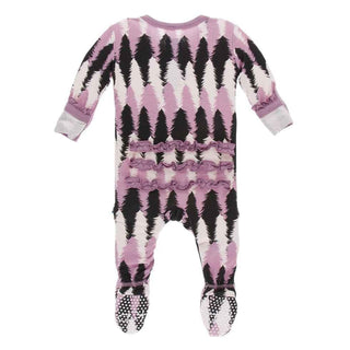 Print Bamboo Classic Ruffle Footie with Snaps - Midnight Forestry Baby & Toddler Sleepwear