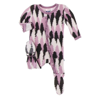 Print Bamboo Classic Ruffle Footie with Snaps - Midnight Forestry Baby & Toddler Sleepwear