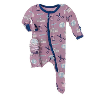 Print Bamboo Classic Ruffle Footie with Snaps - Pegasus Education Baby & Toddler Sleepwear