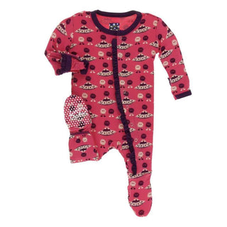 Print Bamboo Classic Ruffle Footie with Snaps - Red Ginger Aliens with Flying Saucers Baby & Toddler Sleepwear