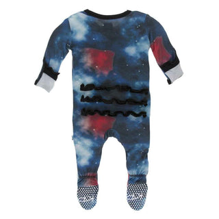 Print Bamboo Classic Ruffle Footie with Snaps - Red Ginger Galaxy Baby & Toddler Sleepwear