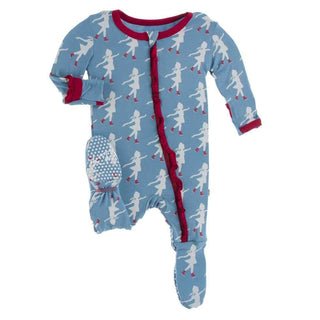 Print Bamboo Classic Ruffle Footie with Zipper - Blue Moon Ice Skater Baby & Toddler Sleepwear