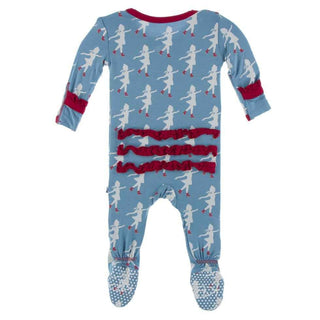 Print Bamboo Classic Ruffle Footie with Zipper - Blue Moon Ice Skater Baby & Toddler Sleepwear