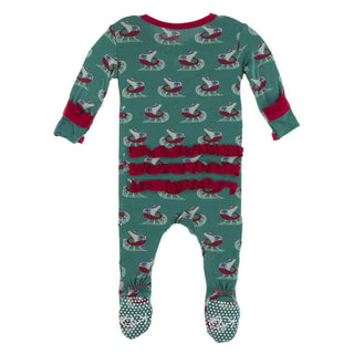 Print Bamboo Classic Ruffle Footie with Zipper - Ivy Sled Baby & Toddler Sleepwear