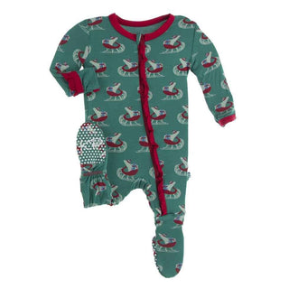 Print Bamboo Classic Ruffle Footie with Zipper - Ivy Sled Baby & Toddler Sleepwear