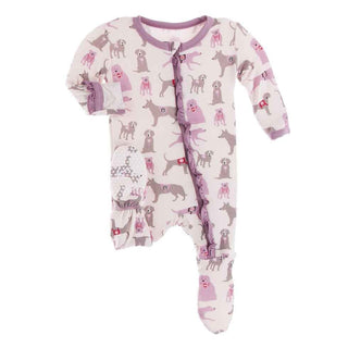 Print Bamboo Classic Ruffle Footie with Zipper - Macaroon Canine First Responders Baby & Toddler Sleepwear