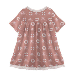 Print Bamboo Classic Short Sleeve Swing Dress - Antique Pink Lifeguard Baby & Toddler Dresses