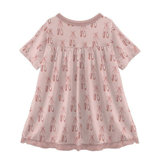 KicKee Pants Print Classic Short Sleeve Swing Dress - Baby Rose Ballet