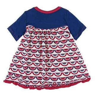 KicKee Pants Print Classic Short Sleeve Swing Dress, Flag Swag