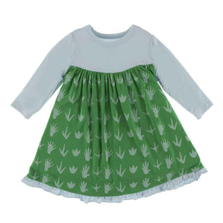 Print Bamboo Classic Long Sleeve Swing Dress - Dino Tracks Baby & Toddler Dresses