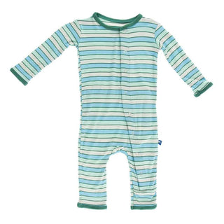 Print Bamboo Coverall - Boy Tropical Stripe KicKee Pants